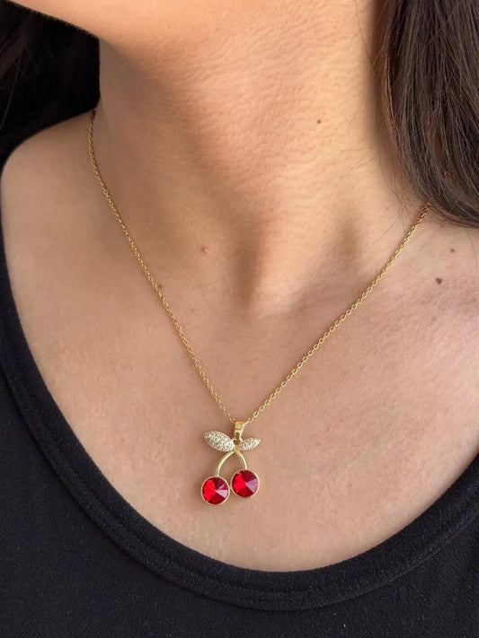 Collier Cerise Éclat Cristal Rouge